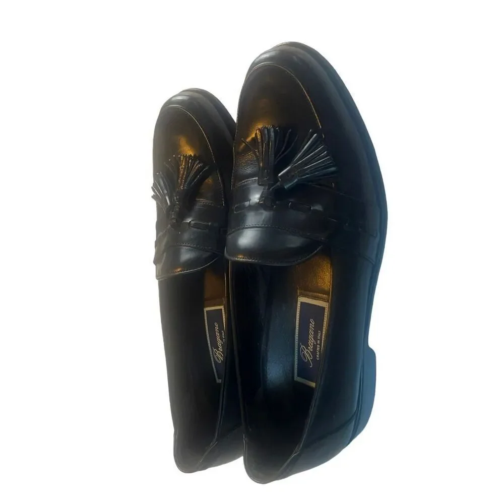 Bragano By Cole Haan Men's Black Leather Moc Toe Tassel Loafer size  10M